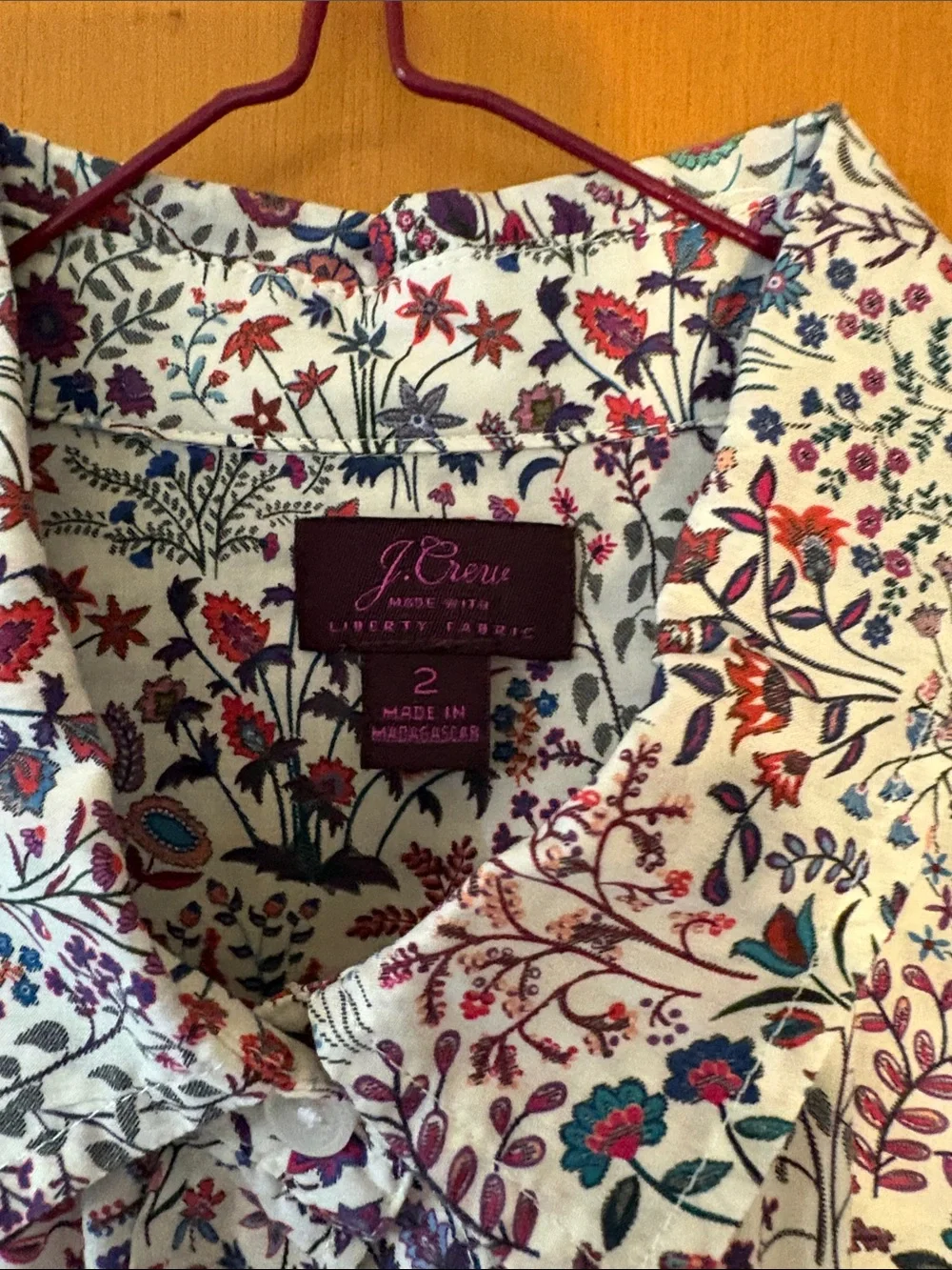 J. Crew Liberty Fabric Floral Button-Up in White with Multicolor Print - Picture 2 of 2